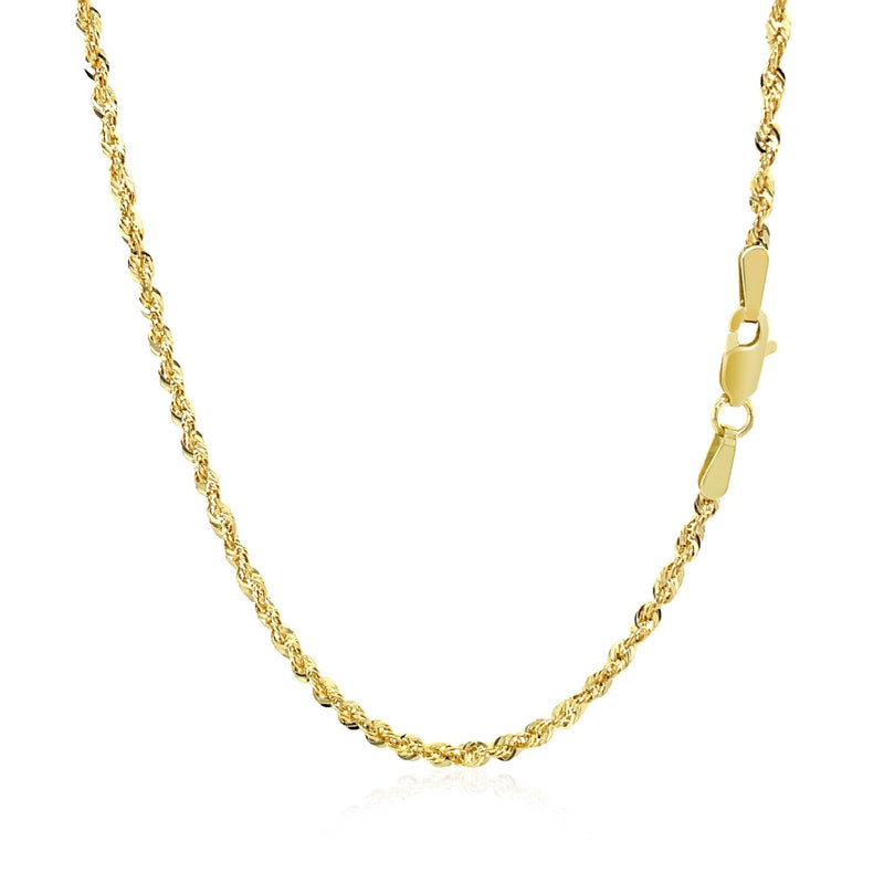 Bids.com 10K Yellow Gold Hollow Diamond Cut Rope Chain (2.00 mm) Necklaces White Smoke 16 / Yellow Gold,18 / Yellow Gold,20 / Yellow Gold,22 / Yellow Gold,24 / Yellow Gold