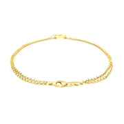 Bids.com 14k Yellow Gold Double Rolo Chain Anklet with an Open Heart Station Accessories White Smoke 10 / Yellow Gold