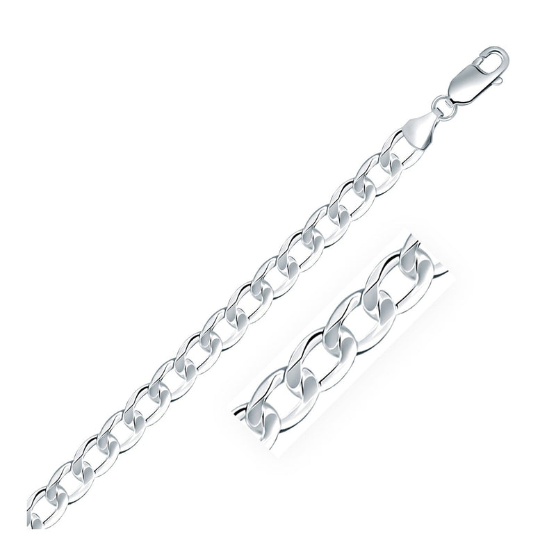 Bids.com Rhodium Plated 7.9mm Sterling Silver Curb Style Chain Necklaces White Smoke 20 / Sterling Silver,22 / Sterling Silver,24 / Sterling Silver