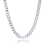 Bids.com Rhodium Plated 7.9mm Sterling Silver Curb Style Chain Necklaces White Smoke 20 / Sterling Silver,22 / Sterling Silver,24 / Sterling Silver