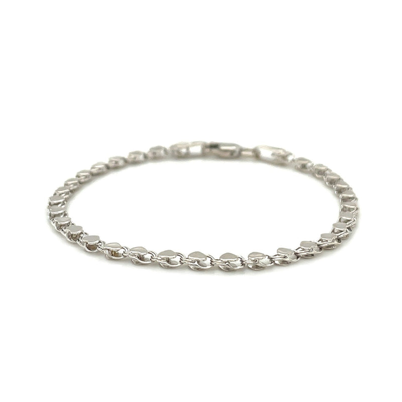 Bids.com 2.9mm 14k White Gold Heart Bracelet Bracelets White Smoke 5.5 / White Gold,7 / White Gold,8 / White Gold