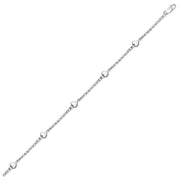 Bids.com 14k White Gold Anklet with Puffed Heart Design Accessories White Smoke 10 / White Gold