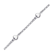 Bids.com 14k White Gold Anklet with Puffed Heart Design Accessories White Smoke 10 / White Gold