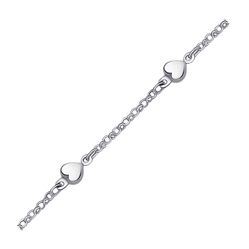 Bids.com 14k White Gold Anklet with Puffed Heart Design Accessories White Smoke 10 / White Gold