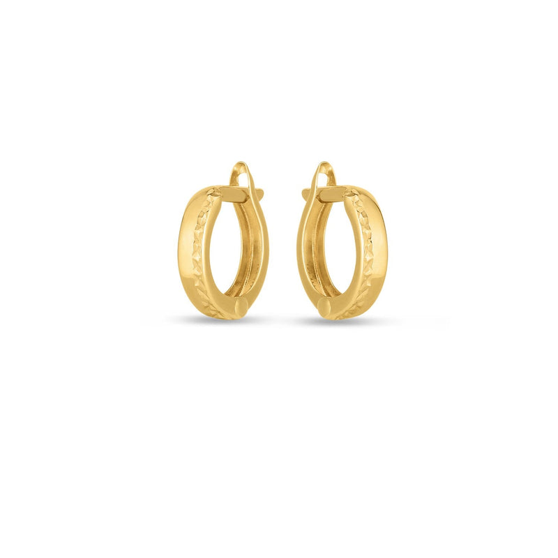 Bids.com 14k Yellow Gold Textured Huggie Hoops(3x10mm) Earrings White Smoke Yellow Gold