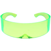 zeroUV Futuristic Retro Color Tinted Wrap Around Shield Sunglasses D175 Sunglasses Khaki Green