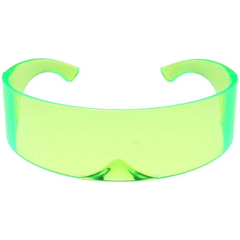 zeroUV Futuristic Retro Color Tinted Wrap Around Shield Sunglasses D175 Sunglasses Khaki Green