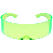 zeroUV Futuristic Retro Color Tinted Wrap Around Shield Sunglasses D175 Sunglasses Khaki Green,Yellow,Purple,Pink