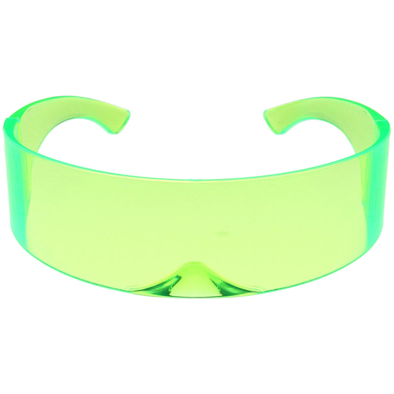 zeroUV Futuristic Retro Color Tinted Wrap Around Shield Sunglasses D175 Sunglasses Khaki Green,Yellow,Purple,Pink
