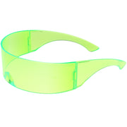 zeroUV Futuristic Retro Color Tinted Wrap Around Shield Sunglasses D175 Sunglasses White Smoke Green,Yellow,Purple,Pink