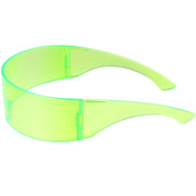 zeroUV Futuristic Retro Color Tinted Wrap Around Shield Sunglasses D175 Sunglasses White Smoke Green,Yellow,Purple,Pink