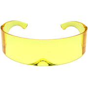 zeroUV Futuristic Retro Color Tinted Wrap Around Shield Sunglasses D175 Sunglasses Khaki Yellow