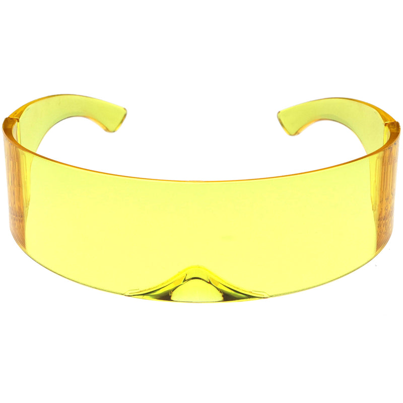 zeroUV Futuristic Retro Color Tinted Wrap Around Shield Sunglasses D175 Sunglasses Khaki Yellow