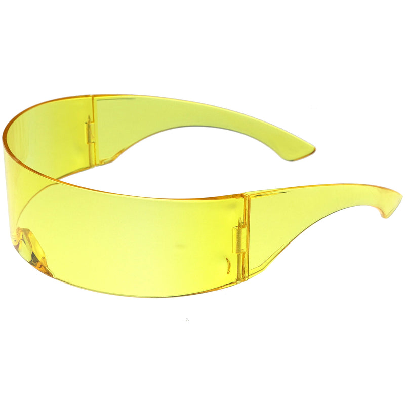 zeroUV Futuristic Retro Color Tinted Wrap Around Shield Sunglasses D175 Sunglasses White Smoke Green,Yellow,Purple,Pink