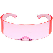 zeroUV Futuristic Retro Color Tinted Wrap Around Shield Sunglasses D175 Sunglasses White Smoke Pink