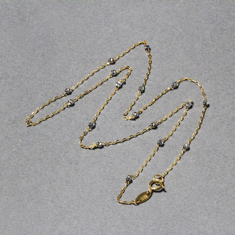 Bids.com Diamond Cut Bead Links Pendant Chain in 14k Two Tone Gold (3.5mm) Necklaces Dark Gray 16 / Two-Tone Gold,18 / Two-Tone Gold