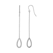 Bids.com Textured Pear Shaped Long Drop Earrings in 14k White Gold Earrings White Smoke White Gold