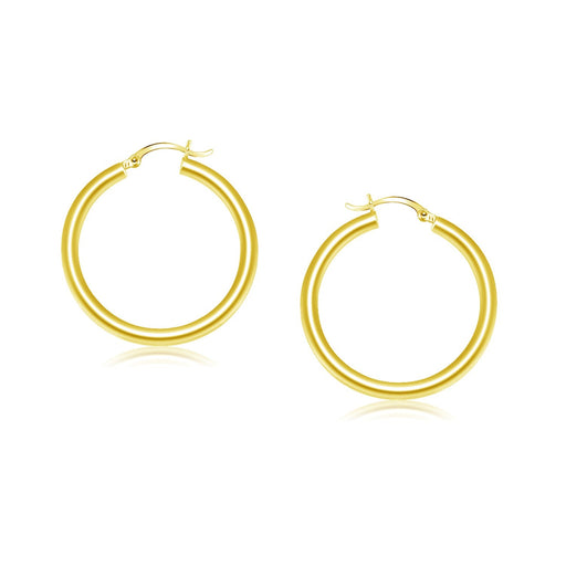 Bids.com 14k Yellow Gold Polished Hoop Earrings (25 mm) Earrings White Smoke Yellow Gold