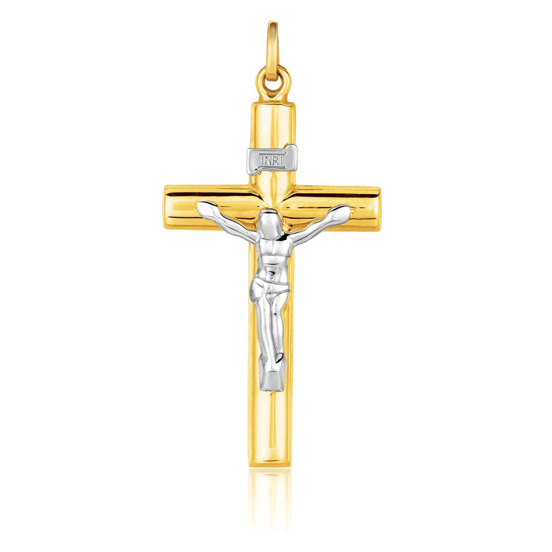 Bids.com 14k Two Tone Gold Cross Pendant Pendants White Smoke Two-Tone Gold