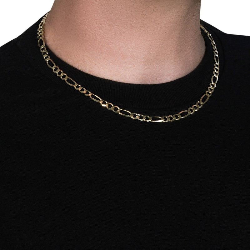 Bids.com 10K Yellow Gold Solid Figaro Chain (5.30 mm) Necklaces Black 18 / Yellow Gold,20 / Yellow Gold,22 / Yellow Gold,24 / Yellow Gold,30 / Yellow Gold