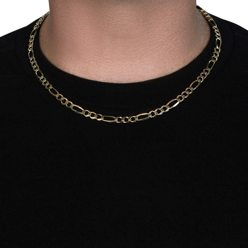 Bids.com 10K Yellow Gold Solid Figaro Chain (5.30 mm) Necklaces Black 18 / Yellow Gold,20 / Yellow Gold,22 / Yellow Gold,24 / Yellow Gold,30 / Yellow Gold