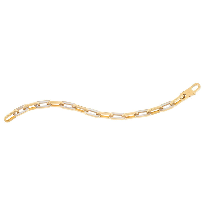 Bids.com 14k Yellow Gold MOP Paperclip Gem Link Bracelet (7.00 mm) Bracelets White Smoke 7.5 / Yellow Gold