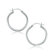 Bids.com 14k White Gold Polished Hoop Earrings (25 mm) Earrings White Smoke White Gold
