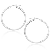 Bids.com 14k White Gold Polished Hoop Earrings (25 mm) Earrings White Smoke White Gold