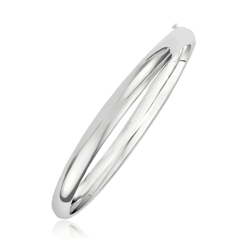 Bids.com Classic Bangle in 14k White Gold (5.0mm) Bracelets White Smoke 7 / White Gold,8 / White Gold