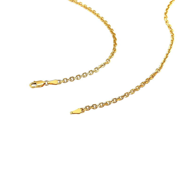 Bids.com 2.6mm 14k Yellow Gold Diamond Cut Cable Link Chain Necklaces White Smoke 18 / Yellow Gold,20 / Yellow Gold,22 / Yellow Gold,24 / Yellow Gold