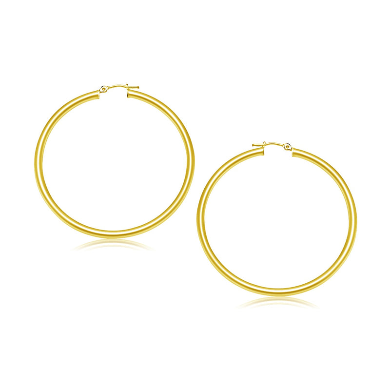 Bids.com 14k Yellow Gold Polished Hoop Earrings (3x30mm) Earrings White Smoke Yellow Gold