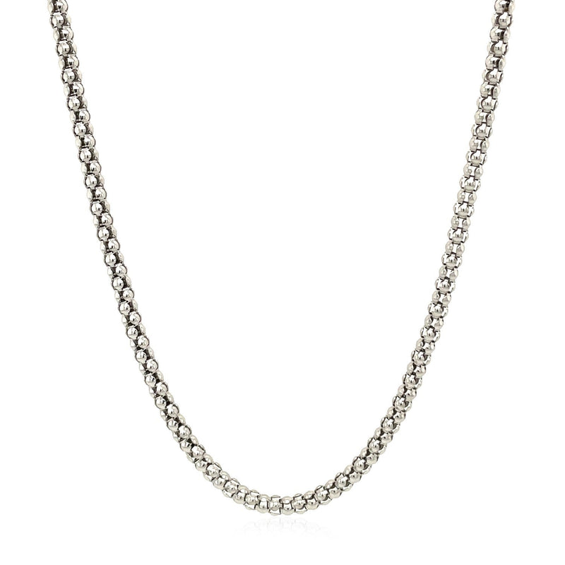 Bids.com Rhodium Plated 2.5mm Sterling Silver Popcorn Style Chain Necklaces White Smoke 16 / Sterling Silver,18 / Sterling Silver,20 / Sterling Silver,24 / Sterling Silver