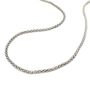 Bids.com Rhodium Plated 2.5mm Sterling Silver Popcorn Style Chain Necklaces White Smoke 16 / Sterling Silver,18 / Sterling Silver,20 / Sterling Silver,24 / Sterling Silver