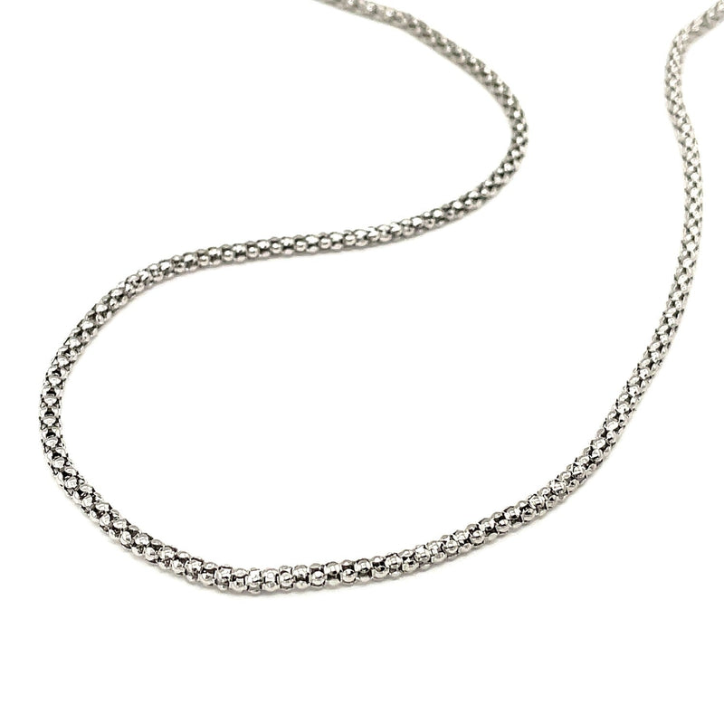 Bids.com Rhodium Plated 2.5mm Sterling Silver Popcorn Style Chain Necklaces White Smoke 16 / Sterling Silver,18 / Sterling Silver,20 / Sterling Silver,24 / Sterling Silver