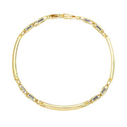Bids.com 14k Two-Tone Gold Fancy Bar Style Men's Bracelet with Curved Connectors Bracelets White Smoke 8.25 / Two-Tone Gold