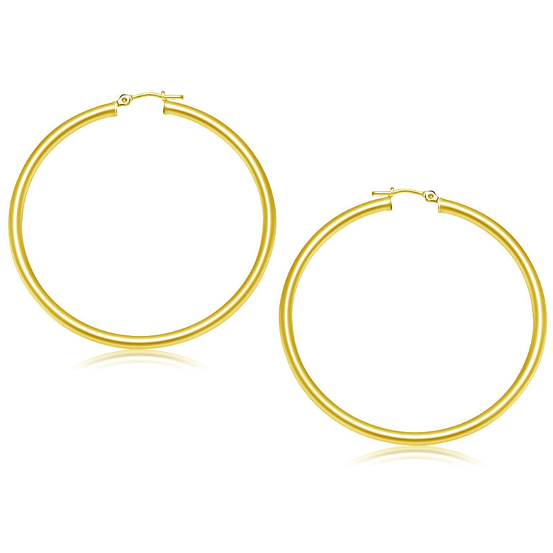 Bids.com 14k Yellow Gold Polished Hoop Earrings (50 mm) Earrings White Smoke Yellow Gold