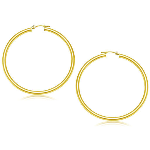 Bids.com 14k Yellow Gold Polished Hoop Earrings (50 mm) Earrings White Smoke Yellow Gold