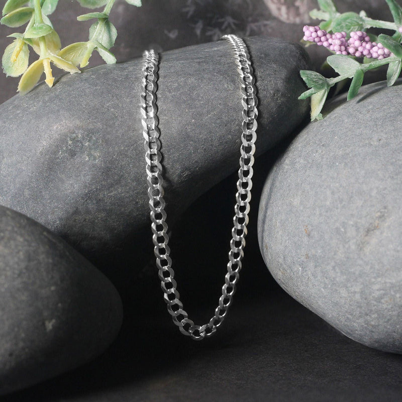 Bids.com 3.6mm 14k White Gold Solid Curb Chain Necklaces Black 18 / White Gold,20 / White Gold,22 / White Gold,24 / White Gold,30 / White Gold,One / White Gold