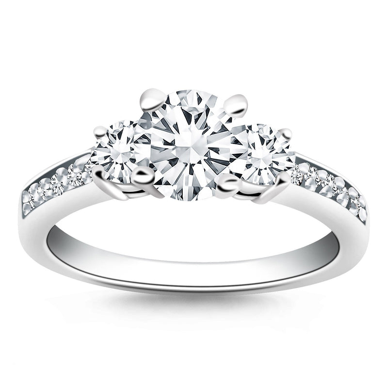Bids.com 14k White Gold Three Stone Engagement Ring with Diamond Band Rings White Smoke 4 / White Gold,4.5 / White Gold,5 / White Gold,5.5 / White Gold,6 / White Gold,6.5 / White Gold,7 / White Gold,7.5 / White Gold,8 / White Gold,8.5 / White Gold,9 / White Gold