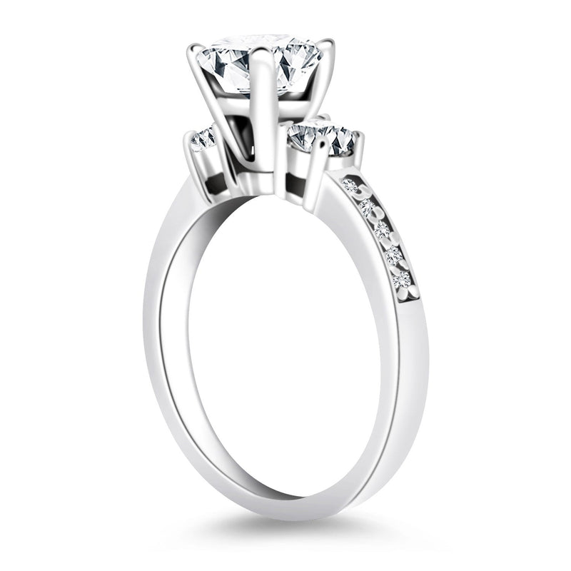 Bids.com 14k White Gold Three Stone Engagement Ring with Diamond Band Rings White Smoke 4 / White Gold,4.5 / White Gold,5 / White Gold,5.5 / White Gold,6 / White Gold,6.5 / White Gold,7 / White Gold,7.5 / White Gold,8 / White Gold,8.5 / White Gold,9 / White Gold