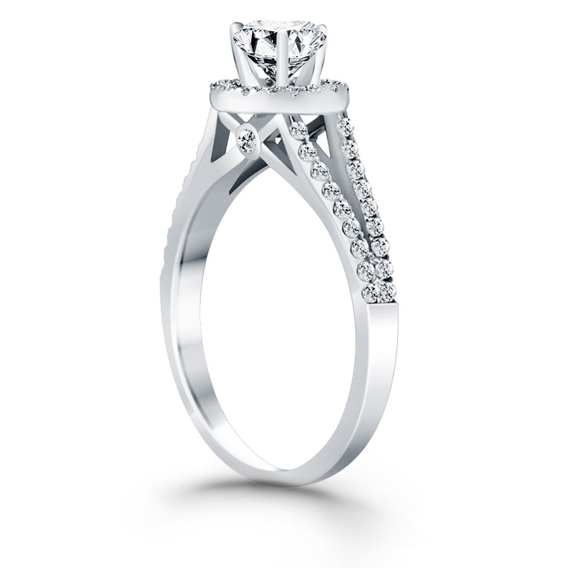 Bids.com 14k White Gold Diamond Halo Split Shank Engagement Ring Rings White Smoke 4 / White Gold,4.5 / White Gold,5 / White Gold,5.5 / White Gold,6 / White Gold,6.5 / White Gold,7 / White Gold,7.5 / White Gold,8 / White Gold,8.5 / White Gold,9 / White Gold