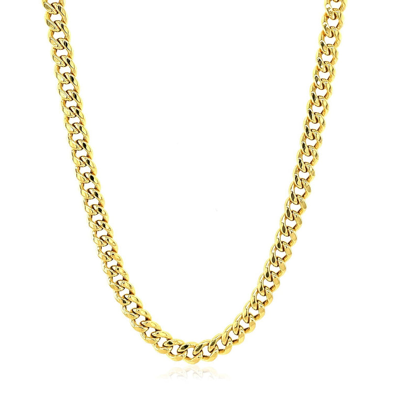 Bids.com 10k Yellow Gold Semi Solid Miami Cuban Chain (4.50 mm) Necklaces White Smoke 18 / Yellow Gold,20 / Yellow Gold,22 / Yellow Gold,24 / Yellow Gold