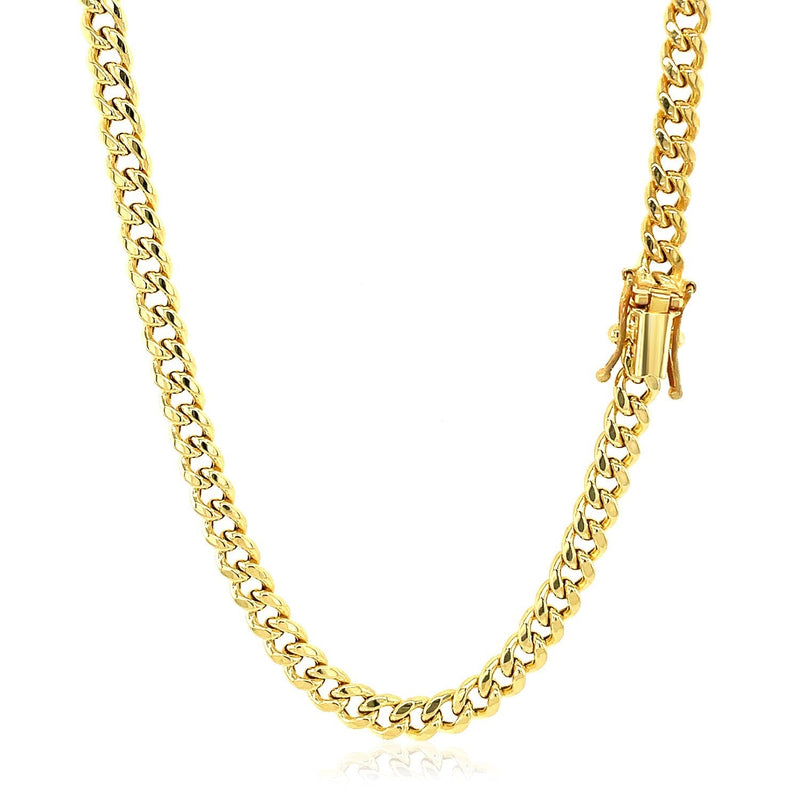 Bids.com 10k Yellow Gold Semi Solid Miami Cuban Chain (4.50 mm) Necklaces White Smoke 18 / Yellow Gold,20 / Yellow Gold,22 / Yellow Gold,24 / Yellow Gold