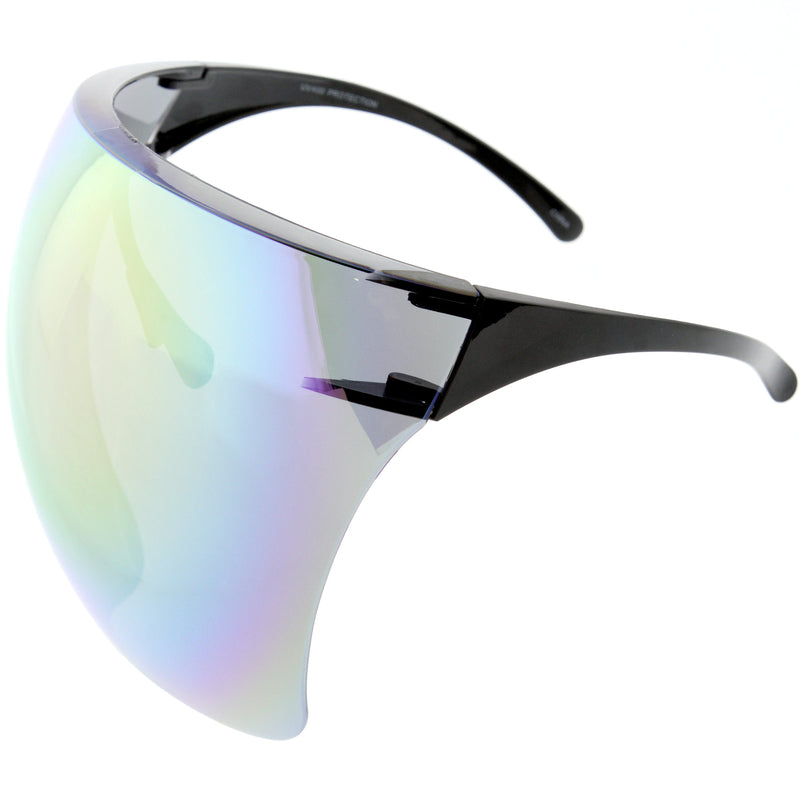 zeroUV Protective Face Shield Full Cover Visor Glasses/Sunglasses (Anti-Fog) D188 Sunglasses White Smoke Black / Fire,Black / Rainbow,Black / Silver Mirror,Black / Pink Mirror,Clear / Clear,Clear / Iridescent,Light Tan,Smoke,Blue,Yellow,Pink,Red,Purple