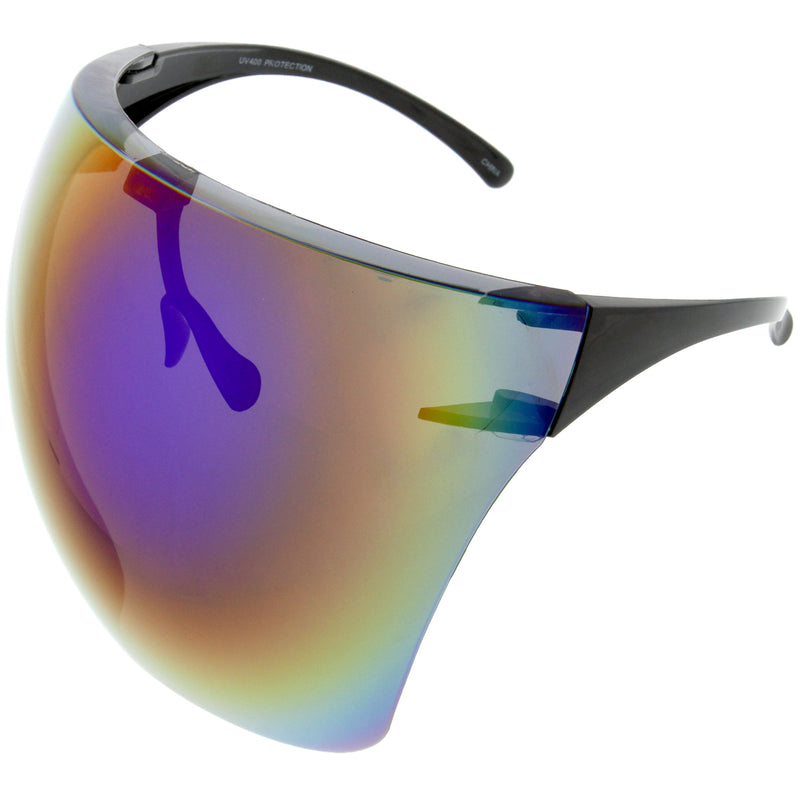 zeroUV Protective Face Shield Full Cover Visor Glasses/Sunglasses (Anti-Fog) D188 Sunglasses White Smoke Black / Fire,Black / Rainbow,Black / Silver Mirror,Black / Pink Mirror,Clear / Clear,Clear / Iridescent,Light Tan,Smoke,Blue,Yellow,Pink,Red,Purple