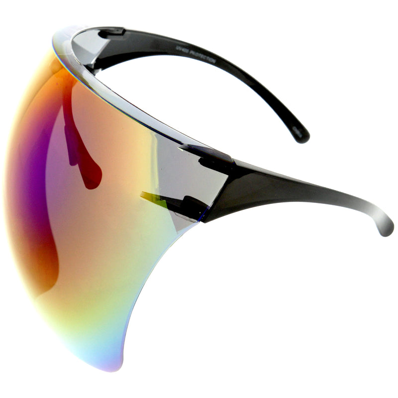 zeroUV Protective Face Shield Full Cover Visor Glasses/Sunglasses (Anti-Fog) D188 Sunglasses White Smoke Black / Fire,Black / Rainbow,Black / Silver Mirror,Black / Pink Mirror,Clear / Clear,Clear / Iridescent,Light Tan,Smoke,Blue,Yellow,Pink,Red,Purple