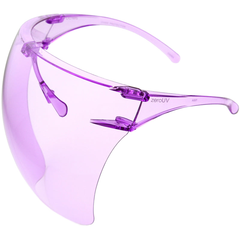 zeroUV Protective Face Shield Full Cover Visor Glasses/Sunglasses (Anti-Fog) D188 Sunglasses White Smoke Black / Fire,Black / Rainbow,Black / Silver Mirror,Black / Pink Mirror,Clear / Clear,Clear / Iridescent,Light Tan,Smoke,Blue,Yellow,Pink,Red,Purple