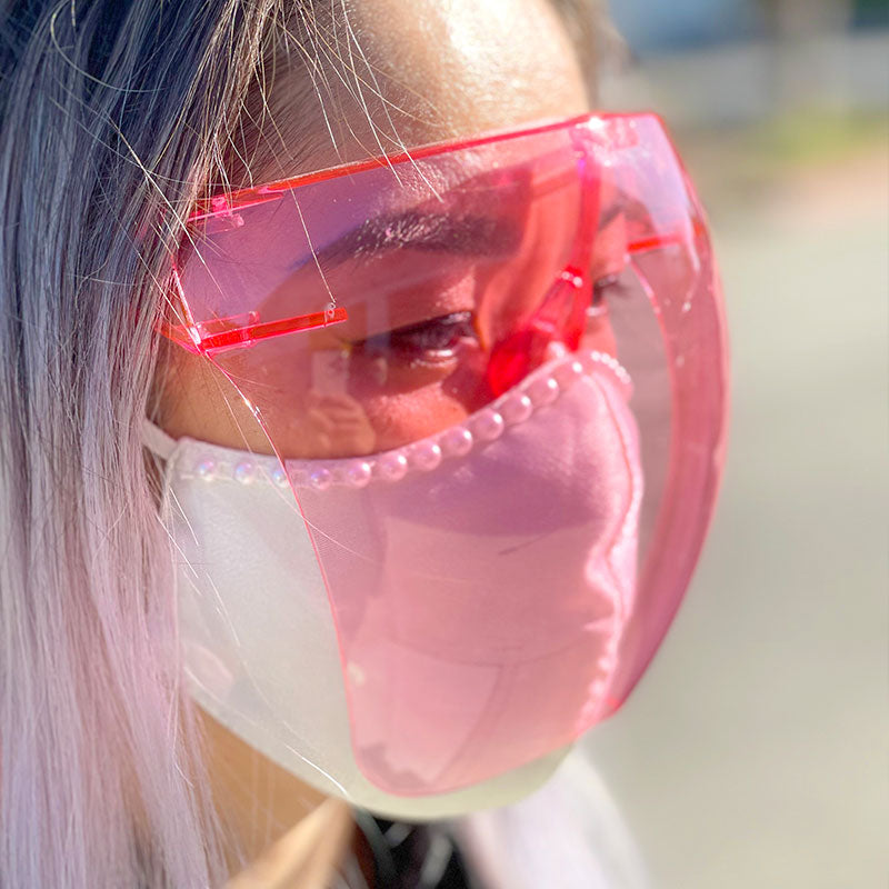 zeroUV Protective Face Shield Full Cover Visor Glasses/Sunglasses (Anti-Fog) D188 Sunglasses Gray Black / Fire,Black / Rainbow,Black / Silver Mirror,Black / Pink Mirror,Clear / Clear,Clear / Iridescent,Light Tan,Smoke,Blue,Yellow,Pink,Red,Purple