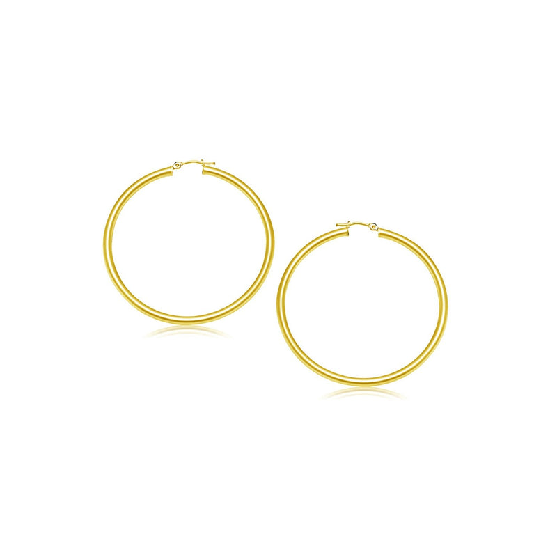 Bids.com 14k Yellow Gold Polished Hoop Earrings (2- mm) Earrings White Smoke Yellow Gold