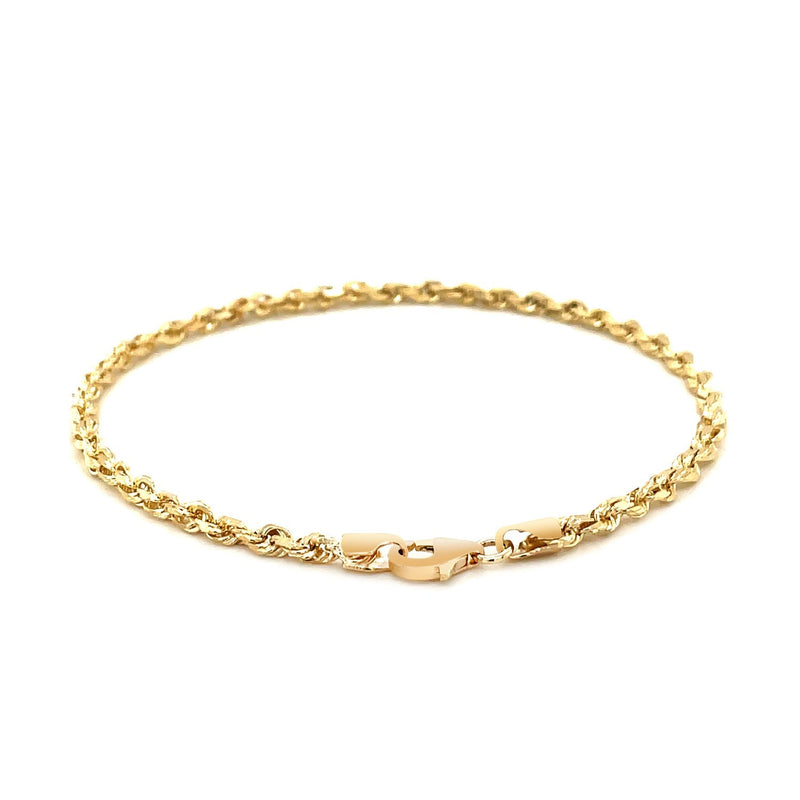 Bids.com 3.0mm 14k Yellow Gold Solid Diamond Cut Rope Bracelet Bracelets White Smoke 7 / Yellow Gold,8 / Yellow Gold